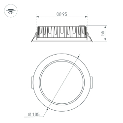 Светильник MS-MIST-BUILT-R105-9W Warm3000 (WH, 110 deg, 230V) (Arlight, IP54 Металл, 5 лет) 041614