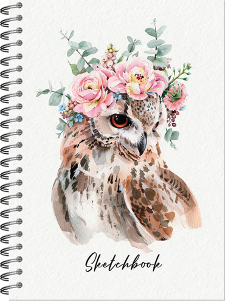 Блокнот для зарисовок SKETCHBOOK А5 с жесткой ламинированной обложкой 60л. СОВУШКА