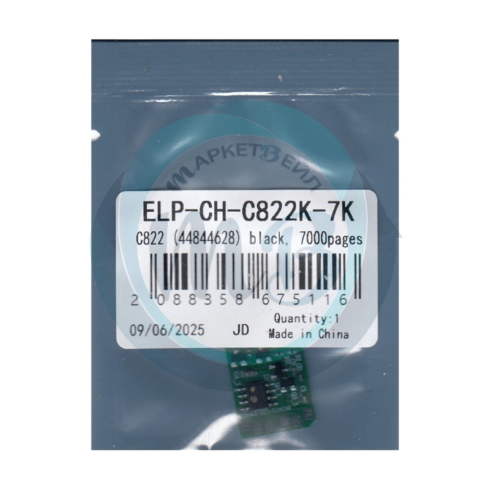 Чип ELP для тонер-картриджа OKI (44844628) C822 Black, 7K