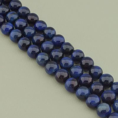 Нитка Кошачий глаз 38 см. 10 мм. (Без замка) - Синий