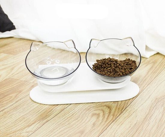 Двойная миска для кошки, с подставкой