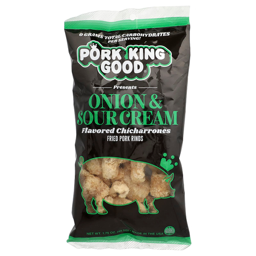 Pork King Good, Chicharrones со вкусом лука и сметаны, 49,5 г (1,75 унции)