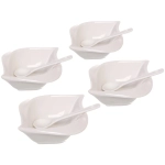 Набор соусников «White magic» 4шт с ложками «Листок» 110мл