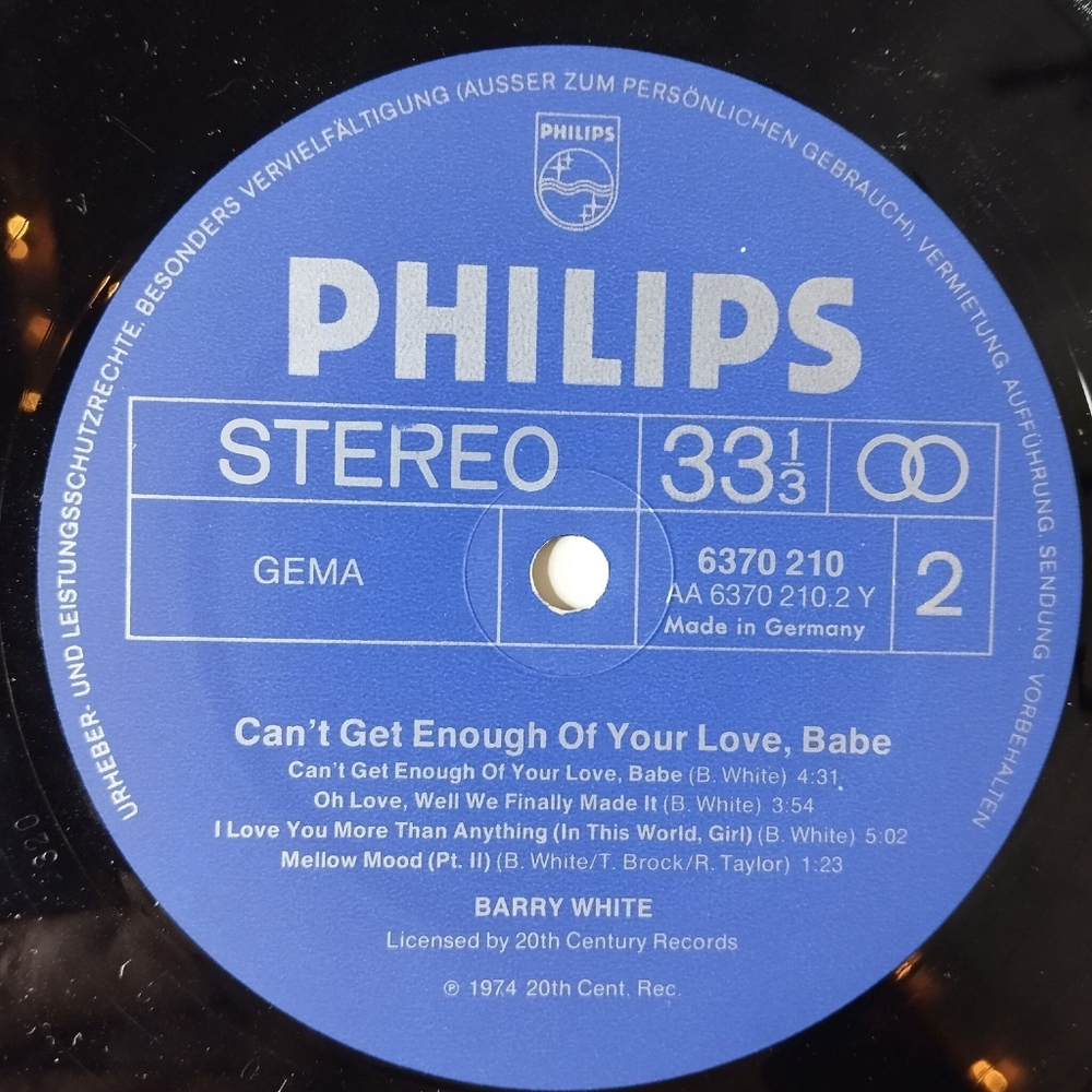 Винтажная виниловая пластинка LP Barry White Cant Get Enough (Germany 1974) Oh Love, Well We Finally Made It