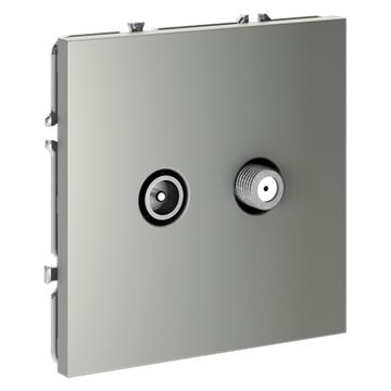 Розетка телевизионная встраиваемая VOLTUM S70 оконечная TV+SAT, (сталь)
