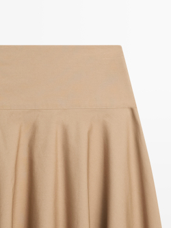 Massimo Dutti Юбка миди с воланами на кокетке, цвет верблюжьей шерсти