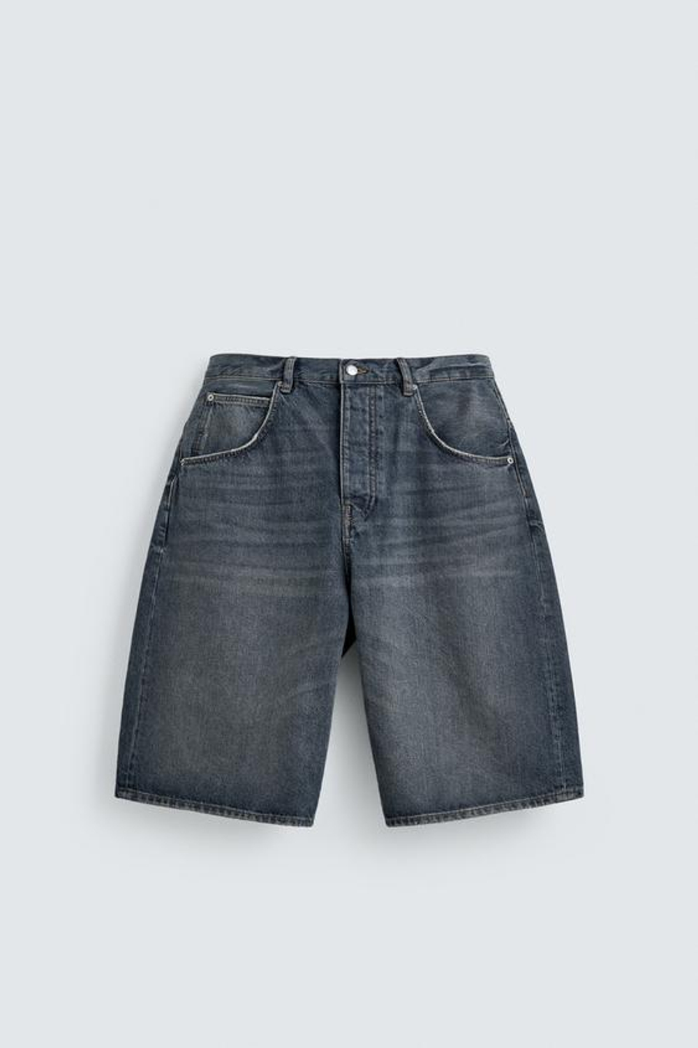 ZARA ДЖИНСОВЫЕ ШОРТЫ BAGGY FIT, СИНИЙ