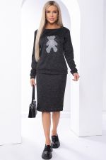 Джемпер с аппликацией (черный меланж) Б8334 LT Collection