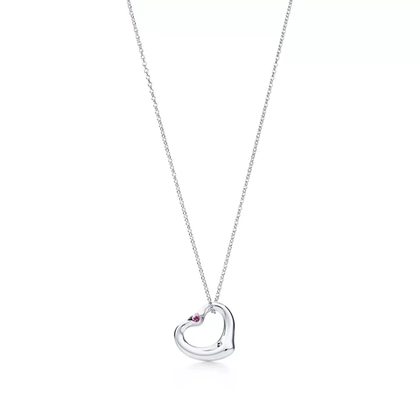 Подвеска из серебра 925 с розовым сапфиром💗, Open heart Pink sapphire 16мм, Tiffany ✨Exclusive ✨В наличии