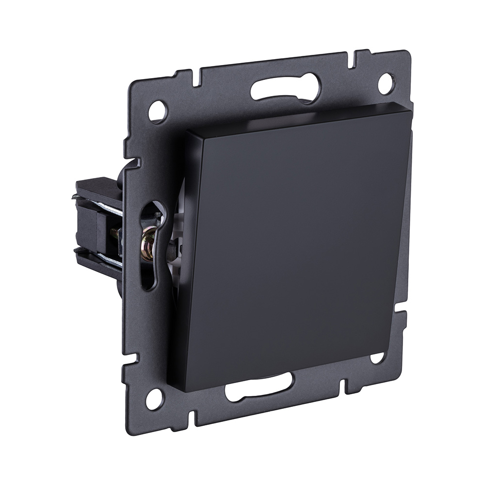 Выключатель 1-клавишный проходной 10А/250В, черный матовый Kollinger REA-S-003BM для Aspekt, Eleganz, Reflex