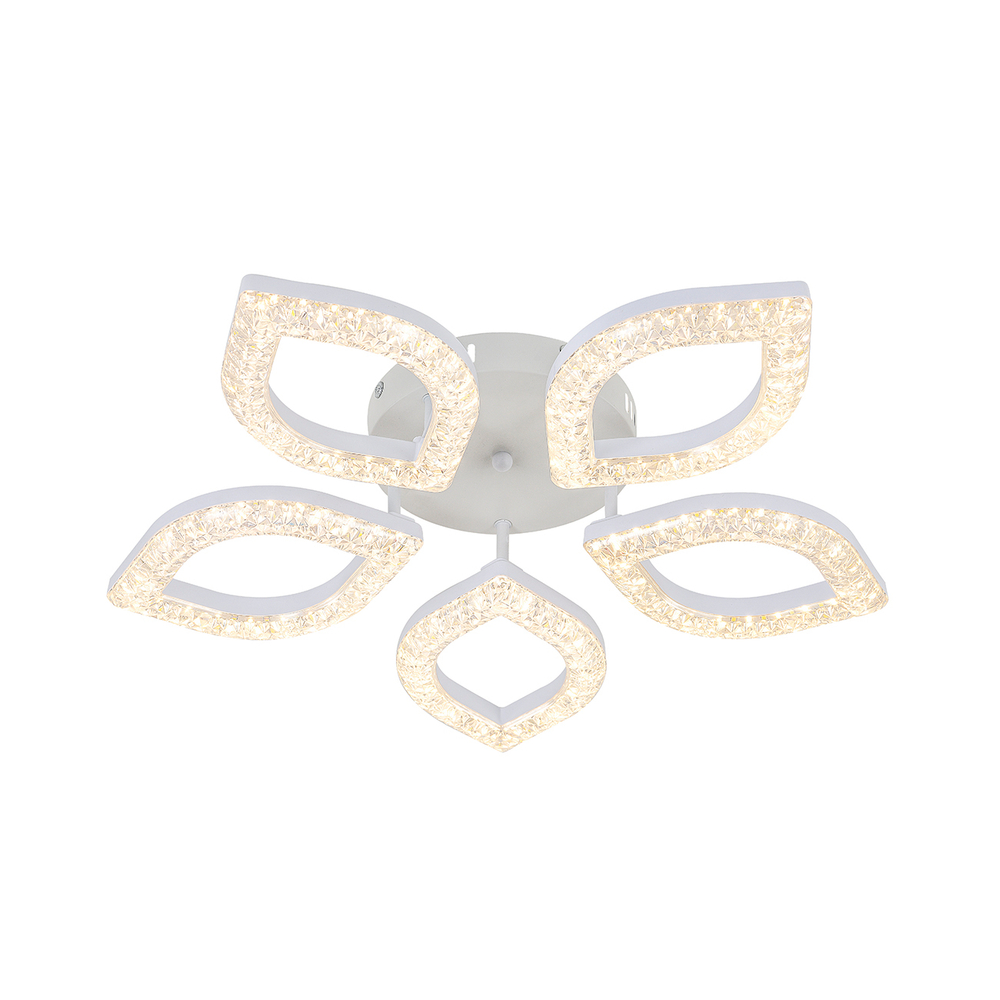 Потолочный светодиодный светильник 62Вт, 4340лм, 3000-6000K, Ra>80, плавная регулировка мощности, изменение цветовой температуры, пульт, металл/акрил, белый/прозрачный