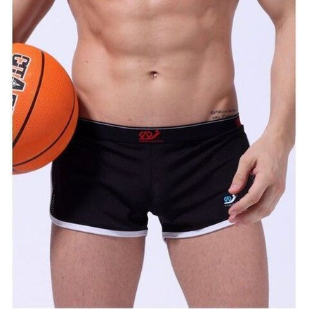 Мужские шорты спортивные в сеточку с черной резинкой WangJiang черные 6