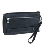 Мужской чёрный клатч портмоне из натуральной кожи на молнии с отделением для телефона GALIB 7M170