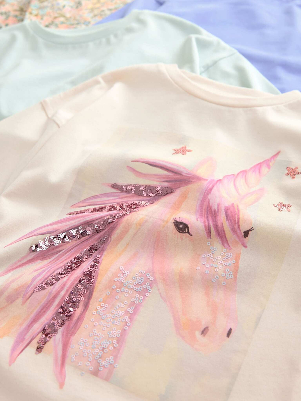 Лонгслив для девочки Next K86-174, 4 шт., Розовый, Голубой