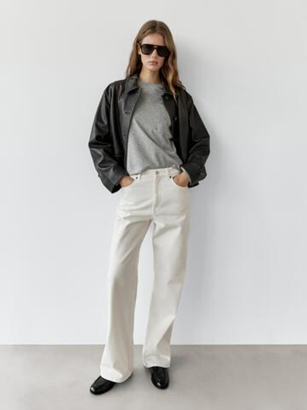 Massimo Dutti Джинсы свободного кроя со средней посадкой, белый