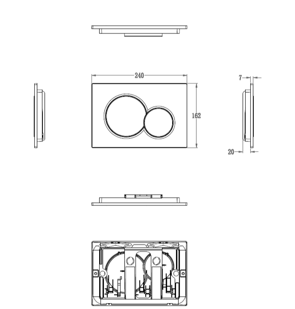 Кнопка смыва для инсталляции механическая WONZON & WOGHAND, Брашированное золото (WW-IB232-BG)