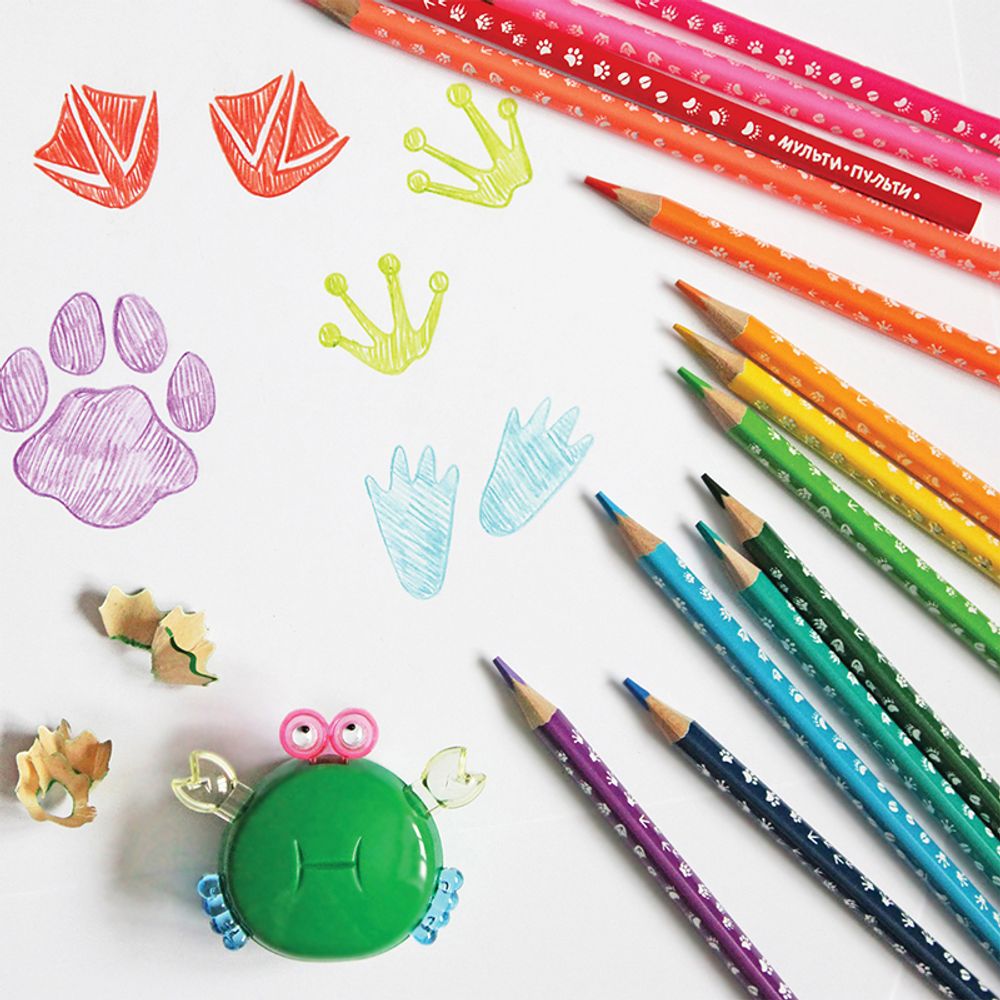 Карандаши цветные Мульти-Пульти "Енот-следопыт", 18цв., трехгр.,рисунок на корпусе, заточен., картон