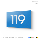 Номер на дверь 119, табличка на дверь для офиса, квартиры, кабинета, аудитории, склада, голубой 120х70 мм, Айдентика Технолоджи
