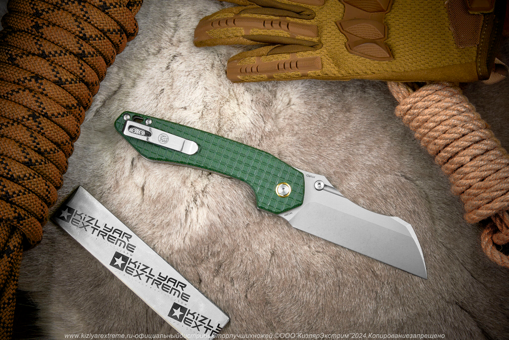 Нож Vosteed Gator сталь 14C28N Stonewash рукоять Green Micarta