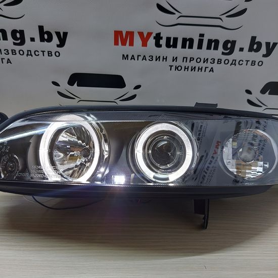 Передние фары Opel Vectra B angel eyes black