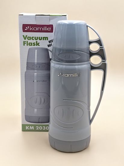 Термос 600 мл. со стеклянной колбой Kamille KM 2030 пластиковый, 2 чашки