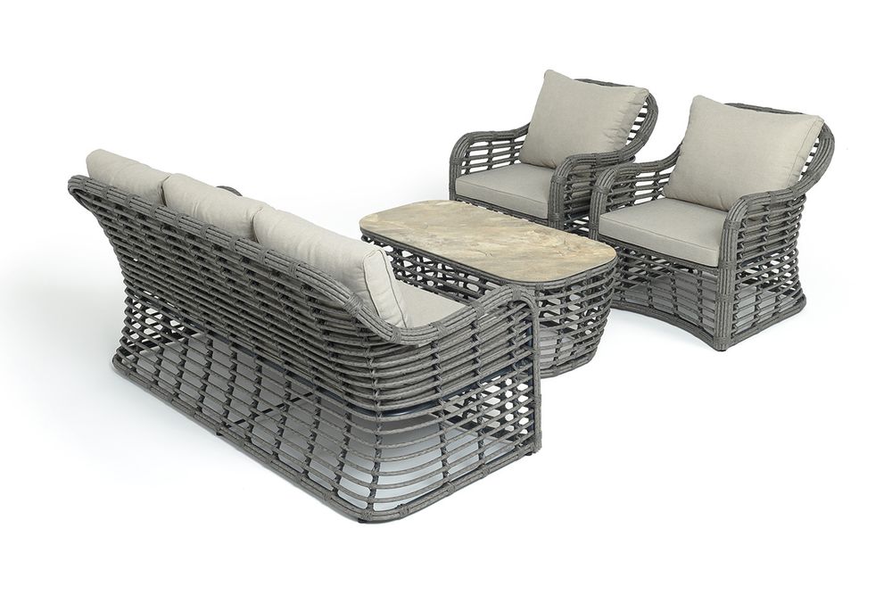 "Ницца" лаунж-зона из искусственного ротанга, цвет серый