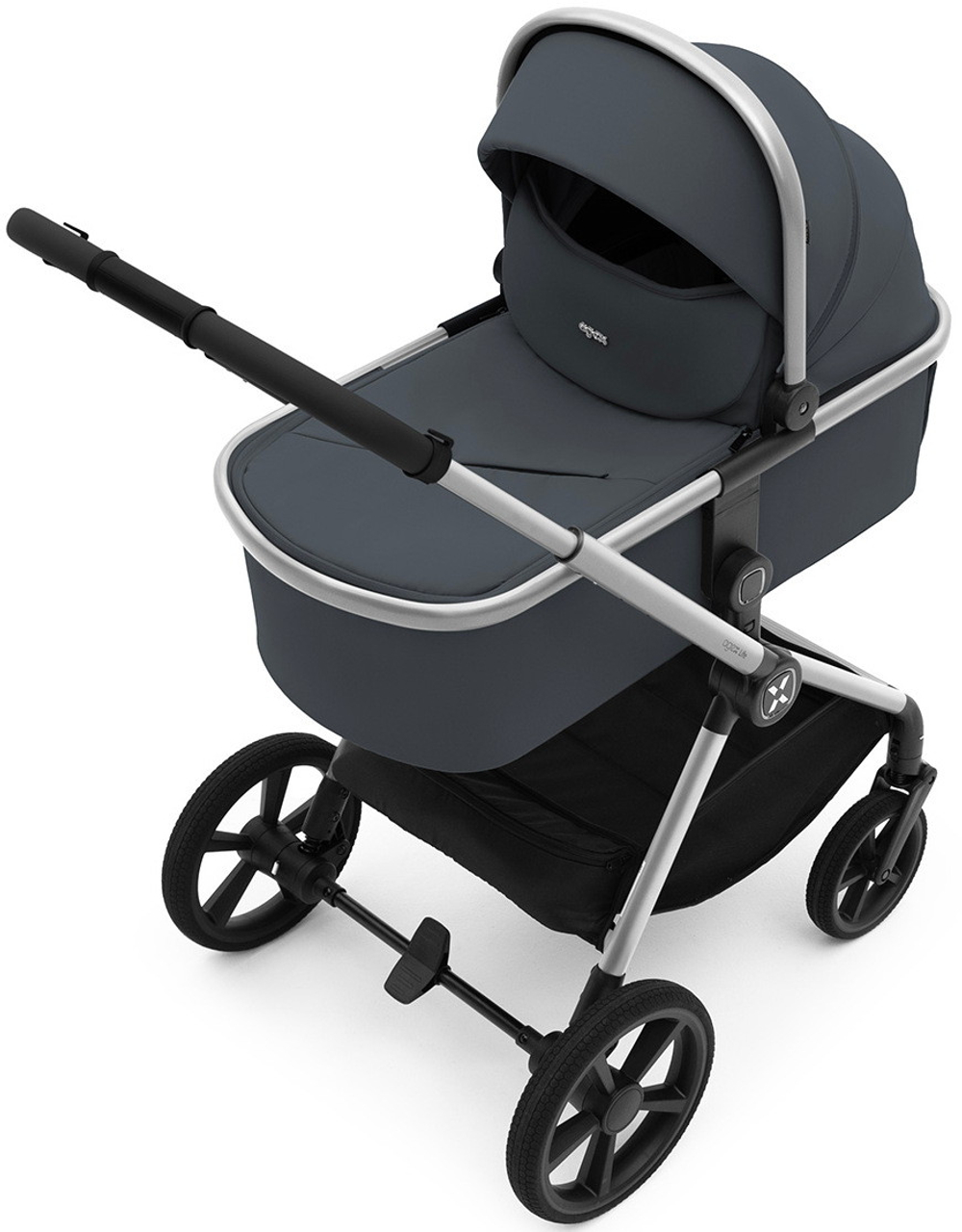 Коляска Agex Life 3 в 1 хромированная рама с автокреслом i-Team ATG080 Grey ALM606 Midnight Grey (Темно-серый)