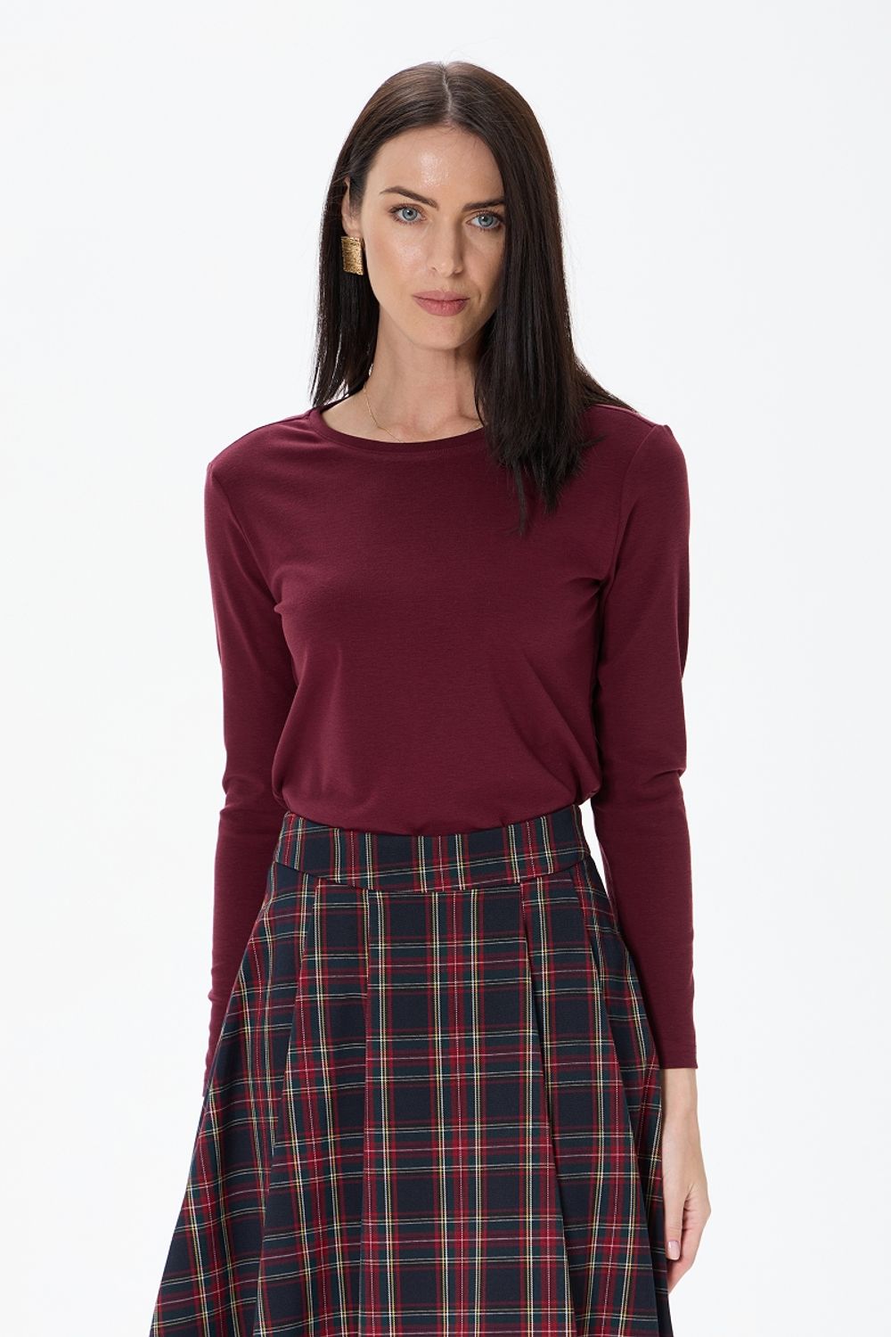 Лонгслив бордо прямой