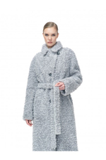 Пальто женское чебурашка из шерсти мериноса, голубая, SilverFox