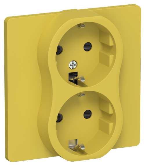 FLITE Розетка 2-местная с заземлением с защитными шторками 16А РСш12-0-К-ФлЖК желтый карри IEK
