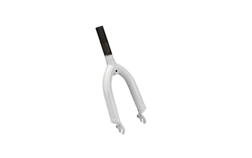 Вилка жесткая 14"х1", сталь, резьбовой шток, центральное крепление тормоза, белая