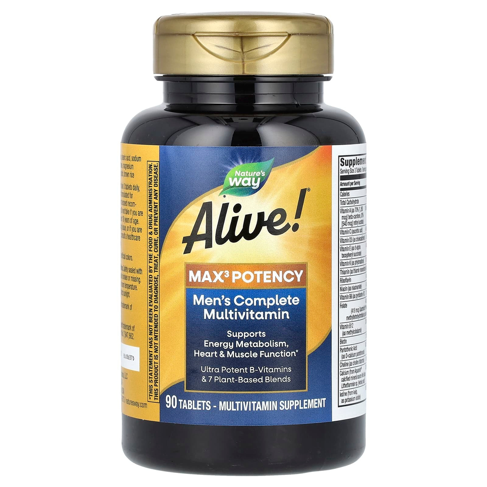 Nature's Way, Alive!® Max3 Potency, мультивитаминный комплекс для мужчин, 90 таблеток
