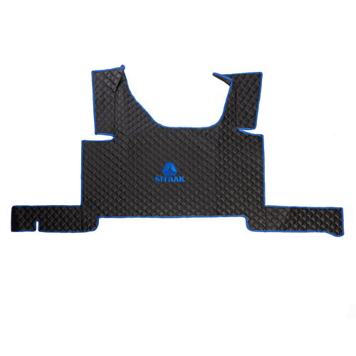 Ковры Sitrak MAX (экокожа, черный, синий кант, синяя вышивка)