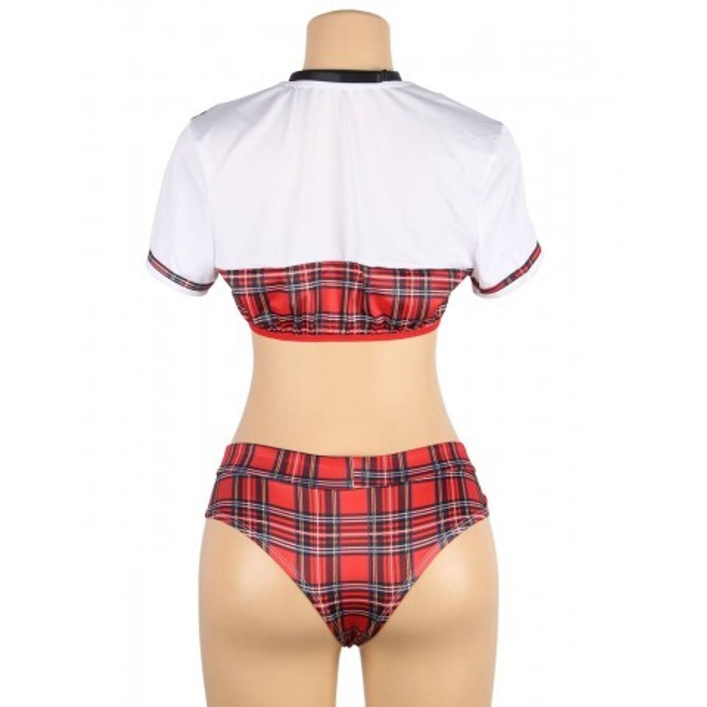 Эротический костюм "Секси студентка" (M-L, топ, трусики, галстук)