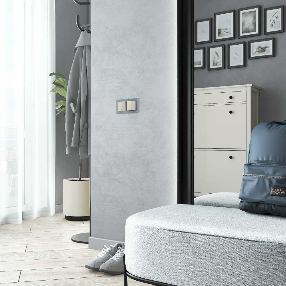 Выключатель двухклавишный проходной (айвори матовый)