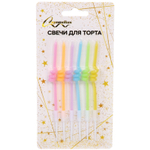 Свечи в торт «Зиг-заг» 6 шт. 12 см, микс