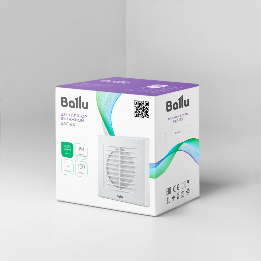 Вентилятор вытяжной Ballu BAF-EX 100 G с грав. жалюзи