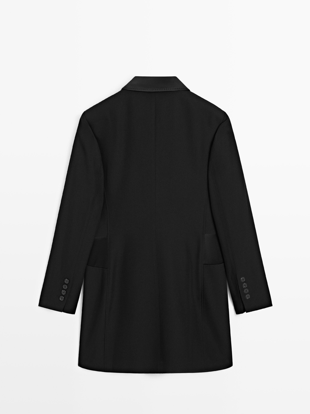 Massimo Dutti Платье-блейзер с атласной деталью, черный