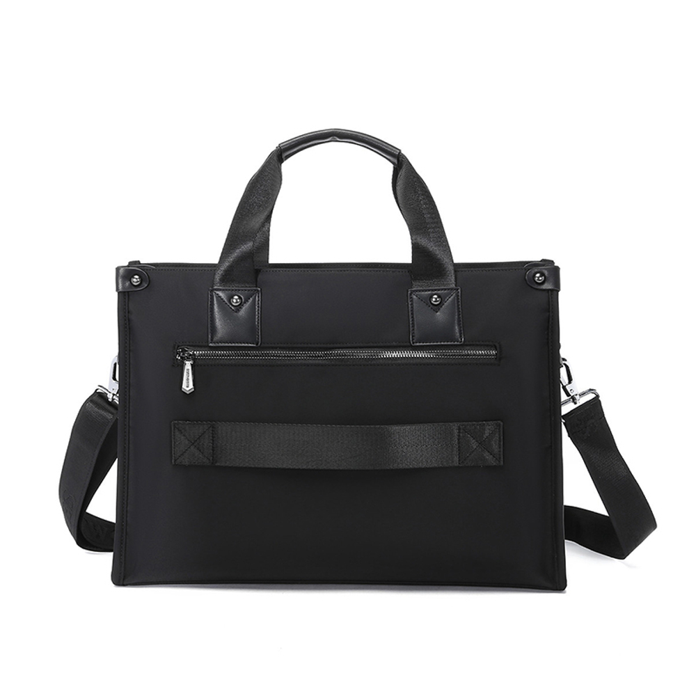 SEPTWOLVES Fabric+Artificial Leather Briefcase, Shoulder Bag, Laptop Bag Medium Unisex Black