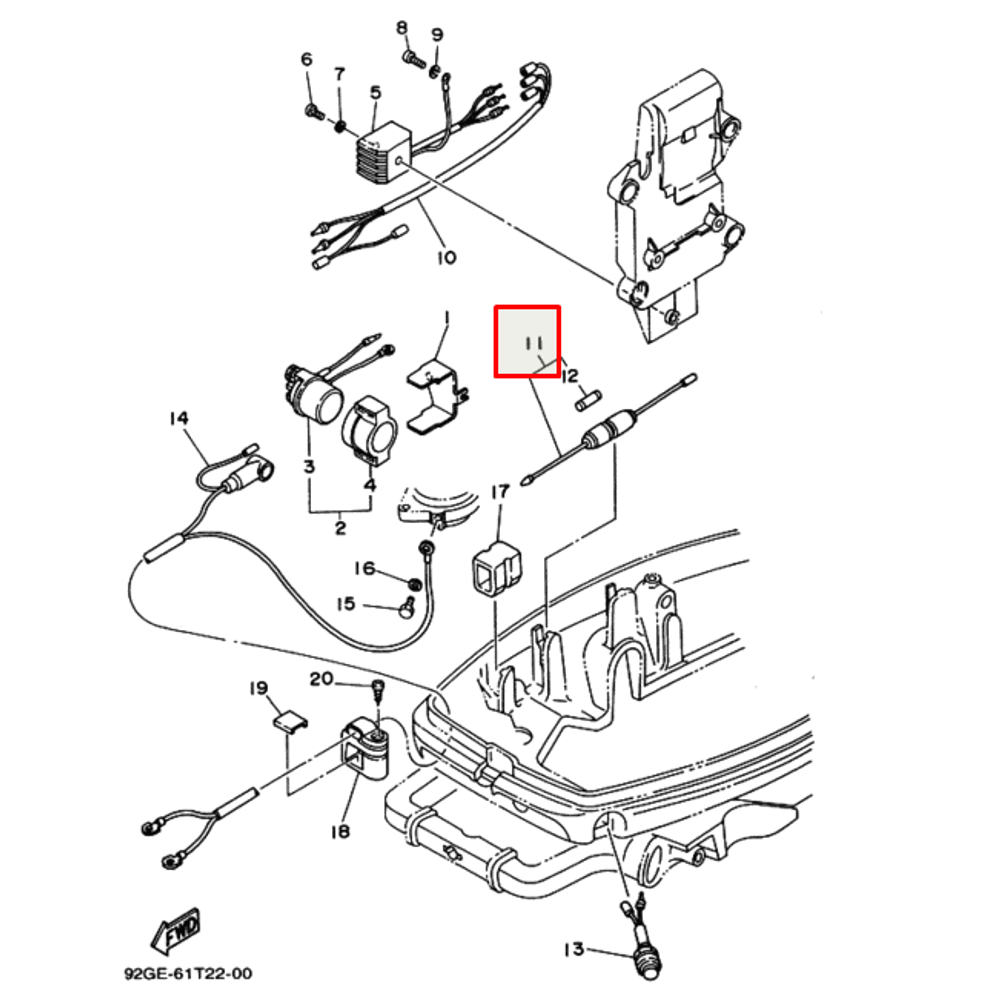 Провод с предохранителем Yamaha 9,9-55 (PREMARINE)