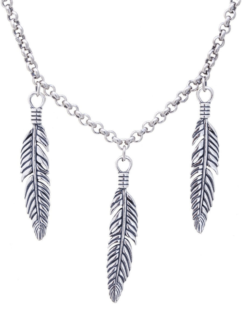 "Плумо" колье в серебряном покрытии из коллекции "Feather" от Jenavi с замком карабин