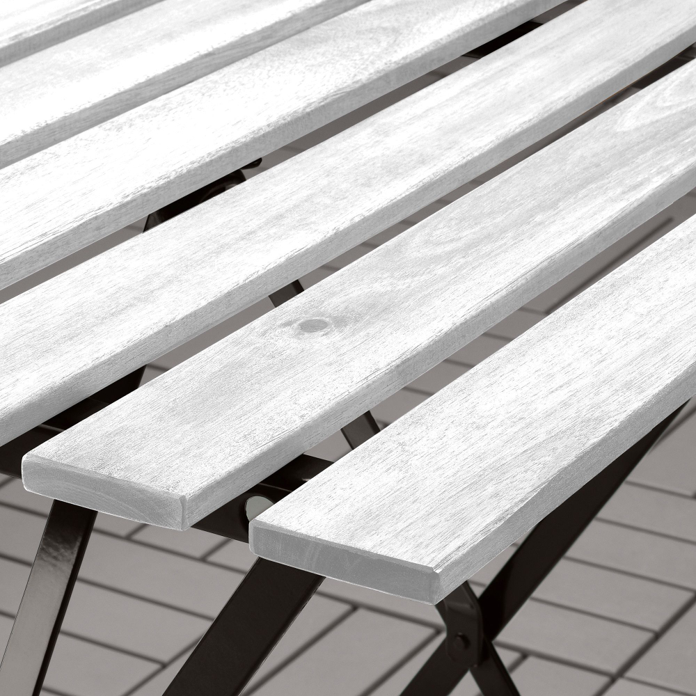 Комплект садовой мебели Тэрно из массива березы с нержавеющим стальным каркасом, складной стол и 2 складных стула для улицы дачи кафе, белый