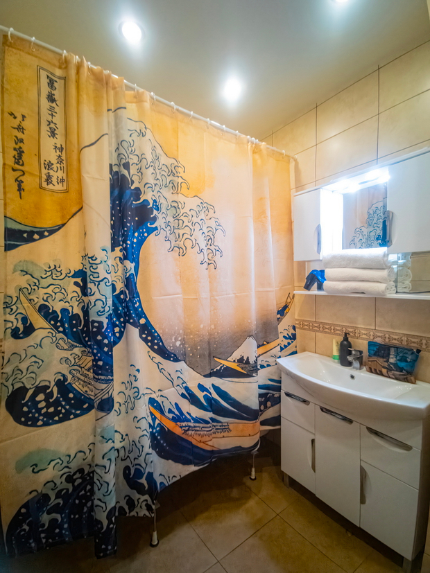 Комплект штор «Большая волна в Канагаве», по мотивам гравюры на дереве «Большая волна в Канагаве» японского художника Кацусики Хокусая