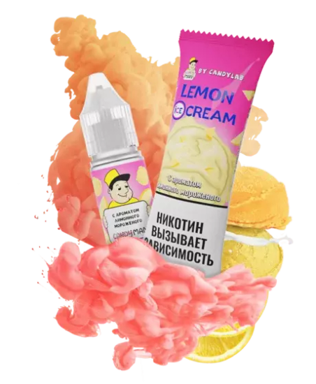 Жидкость (М) CandyMan (10 мл, 15 мг SALT) Lemon Ice Cream