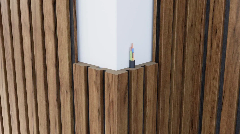 Двухцветная реечная стеновая панель МДФ, Дуб Крафт Табачный/Черный, 2800*116*16