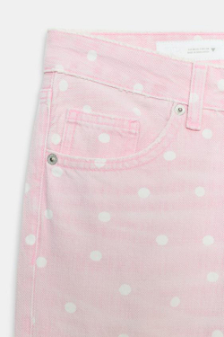 ZARA ДЖИНСЫ TRF WIDE-LEG С НИЗКОЙ ПОСАДКОЙ И ГОРОШКОМ, РОЗОВЫЙ