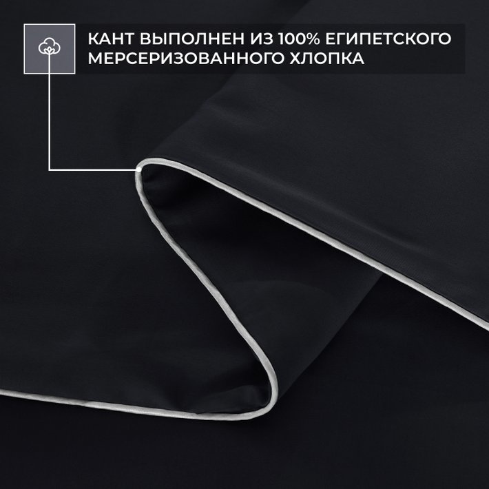 Комплект постельного белья на резинке Однотонный Сатин Премиум «Темный индиго»