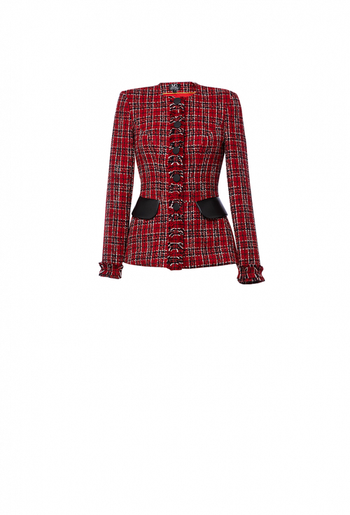 Приталенный твидовый жакет в клетку 01-02-23 FW