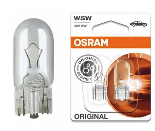 Автолампа  W 12-W 5W (без цок) (W2,1x9,5d) Osram (бл2шт) #2825-02B ORIGINAL
