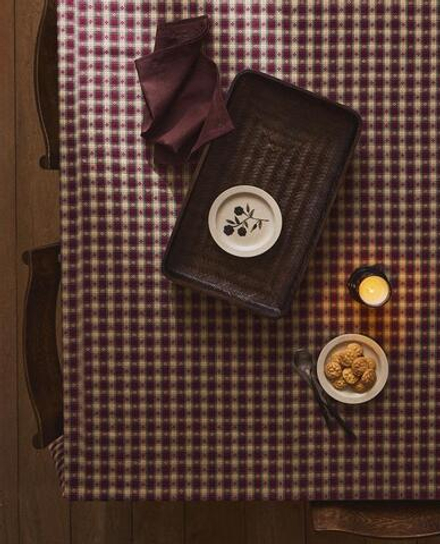 ZARA HOME РОЖДЕСТВЕНСКАЯ СКАТЕРТЬ ИЗ ХЛОПКА В КЛЕТКУ, ТЕМНО-КРАСНЫЙ